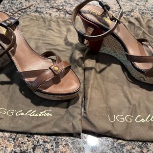 UGG Brown Cream Wedge Shoes